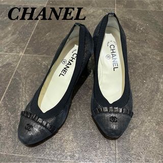 シャネル(CHANEL)のCHANEL シャネル　パンプス　ブラック　ツイード(ハイヒール/パンプス)