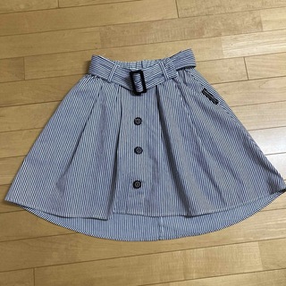 【ラブトキ】S スカート　ベルト付き　ブルー×ホワイト　ストライプ(スカート)