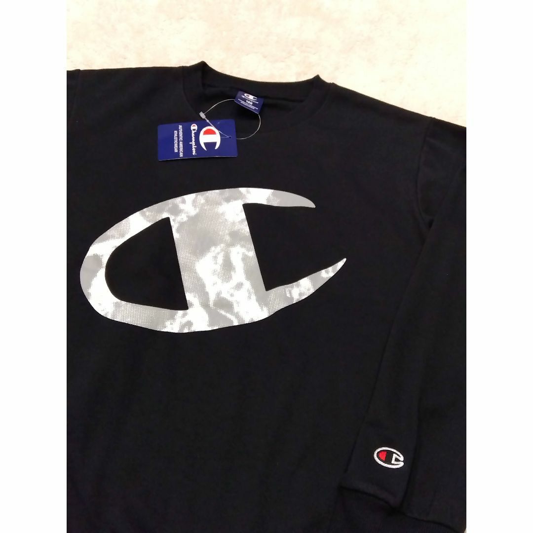 Champion(チャンピオン)の160　新品　チャンピオン　裏起毛ロゴトレーナー　黒　 キッズ/ベビー/マタニティのキッズ服男の子用(90cm~)(カーディガン)の商品写真