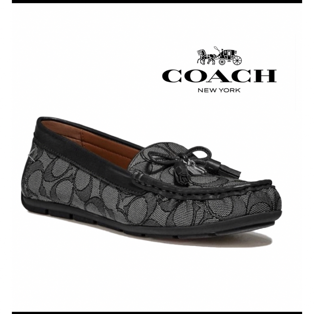 COACH(コーチ)のCOACH   【コーチ】　シグネチャーブラック　ローファー　スリッポン　美品 レディースの靴/シューズ(ローファー/革靴)の商品写真