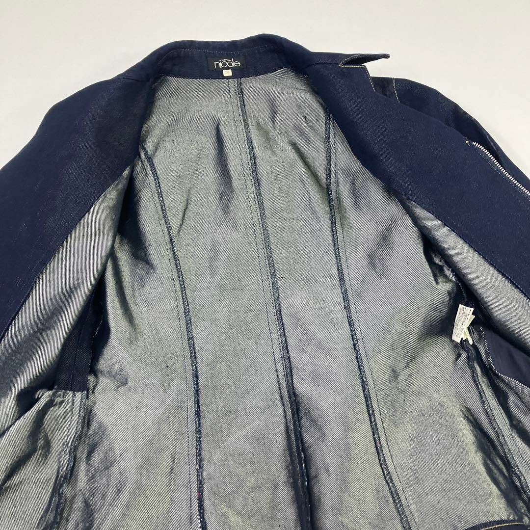 古着女子　デニムジャケット　ジップアップ　光沢　ショート丈　Y2K レディースのジャケット/アウター(ライダースジャケット)の商品写真