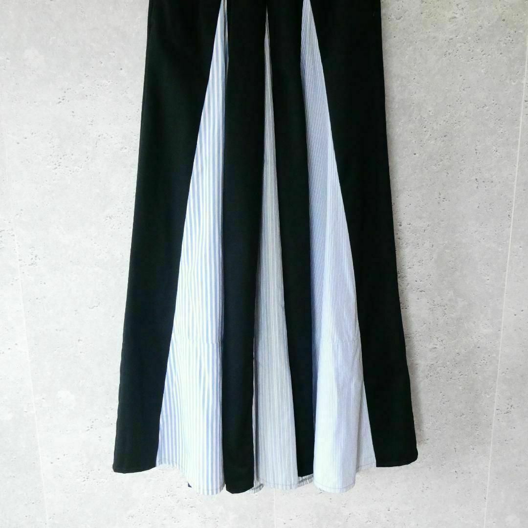 77CIRCA(ナナナナサーカ)の美品 77circa ストライプ柄 リメイク切り替え マキシ丈 フレアスカート レディースのスカート(ロングスカート)の商品写真
