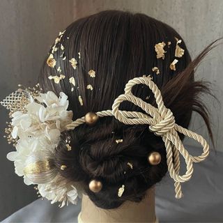 金箔フレーク付♡カチモリヘアに♡ドライフラワー髪飾り♡卒業式　成人式　袴　和装(ヘアピン)