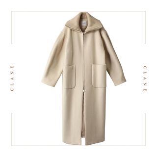 CLANE RIB COLLAR WOOL LONG COAT