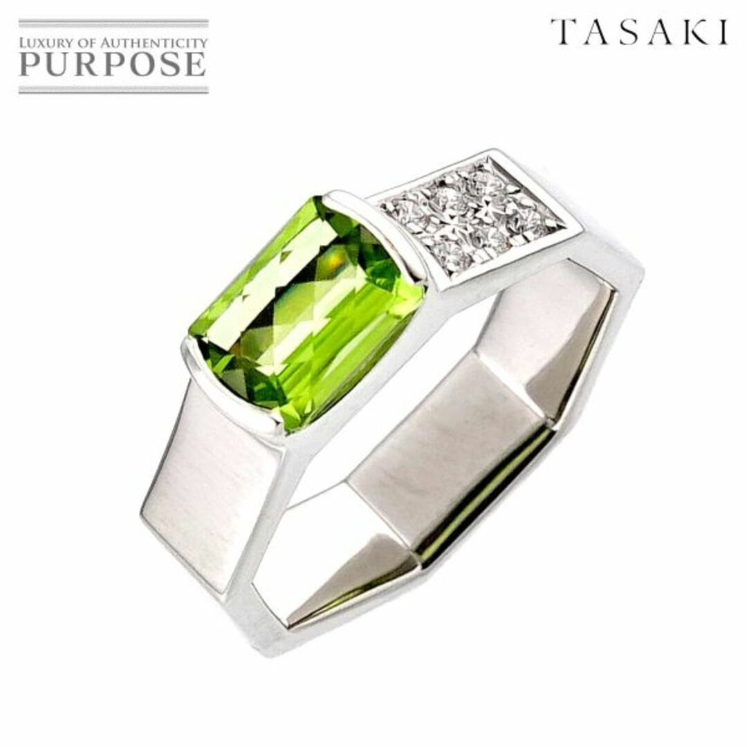 TASAKI(タサキ)のタサキ TASAKI 15号 リング ペリドット ダイヤ 0.08ct K18 WG ホワイトゴールド 750 指輪 田崎真珠 八角形 VLP 90216756 レディースのアクセサリー(リング(指輪))の商品写真