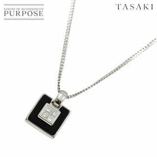 タサキ(TASAKI)のタサキ TASAKI ダイヤ 0.30ct オニキス ネックレス 50cm Pt プラチナ K18 WG 750 田崎真珠 VLP 90216914(ネックレス)