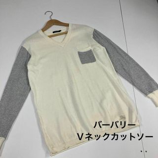 バーバリーブラックレーベル(BURBERRY BLACK LABEL)のバーバリー　ブラックレーベル　カットソー　ロンT サマーニット　ポケット　刺繍(Tシャツ/カットソー(七分/長袖))