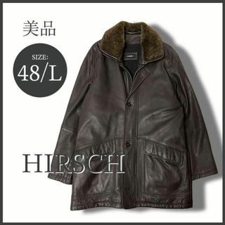 ヒルシュ(HIRSCH)の高級 HIRSCH ヒルシュ レザージャケット L 濃茶 ライナー着脱可 美品(レザージャケット)