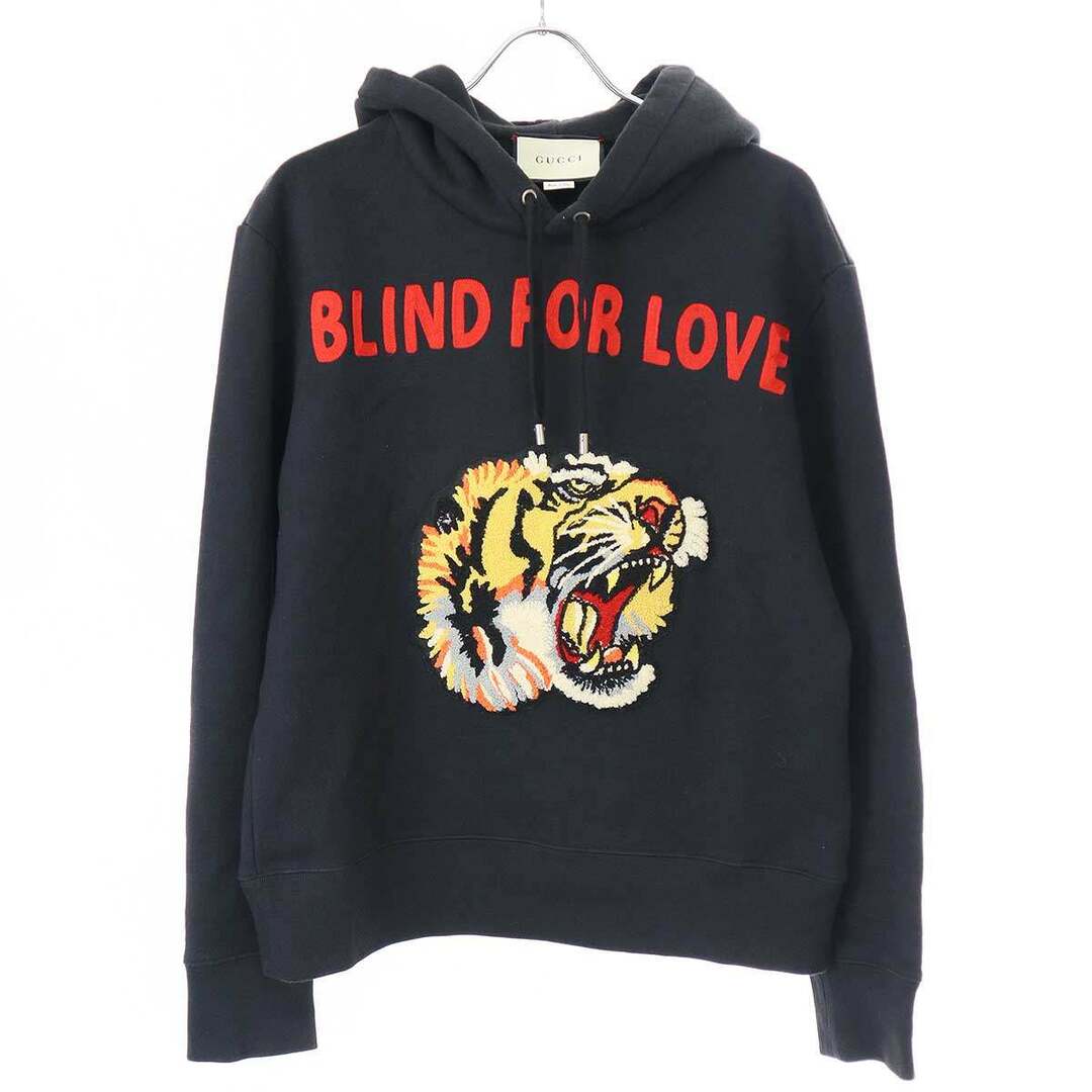 Gucci(グッチ)のGUCCI グッチ 18AW BLIND FOR LOVE タイガーアップリケスウェットパーカー ブラック S 454585 X5K91 メンズのトップス(パーカー)の商品写真