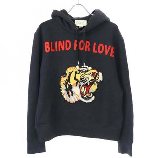 グッチ(Gucci)のGUCCI グッチ 18AW BLIND FOR LOVE タイガーアップリケスウェットパーカー ブラック S 454585 X5K91(パーカー)