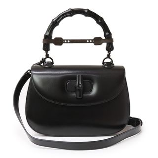 グッチ(Gucci)のグッチ バンブー 1947 ミディアム トップハンドル ショルダー ハンドバッグ 3WAY 斜め掛け カーフスキン レザー ソーブラック 黒 ガンメタル金具 672206 GUCCI（新品・未使用品）(ショルダーバッグ)