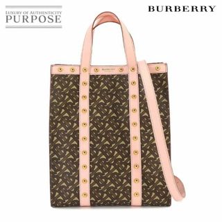 バーバリー(BURBERRY)の未使用 展示品 バーバリー BURBERRY TBモノグラム 2way トート ショルダー バッグ PVC レザー ブラウン ピンク 8025078 VLP 90223593(トートバッグ)