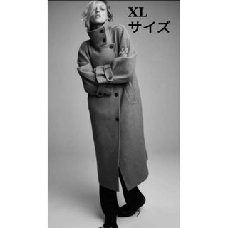 ザラ(ZARA)の極美品希少XL！ZARA　ウールオーバーサイズロングコート　グレージュ(ロングコート)