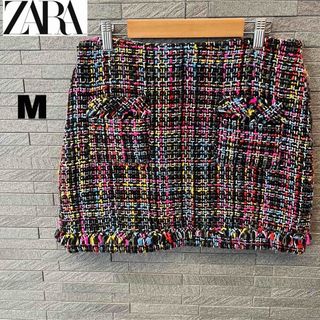 ザラ(ZARA)のザラ　ZARA  ミニ スカート タイト レディース カラフル ツイード生地(ミニスカート)