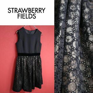 ストロベリーフィールズ(STRAWBERRY-FIELDS)の【美品】STRAWBERRY FIELDS 透け感 切替デザイン ワンピース(ひざ丈ワンピース)