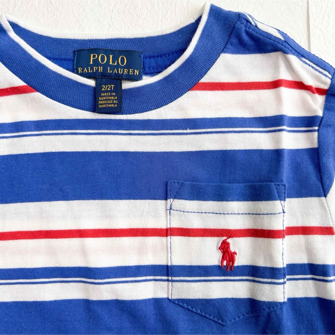 POLO RALPH LAUREN(ポロラルフローレン)のラスト1点◆ラルフローレン ストライプコットンTシャツ 2T/90-95 キッズ/ベビー/マタニティのキッズ服男の子用(90cm~)(Tシャツ/カットソー)の商品写真