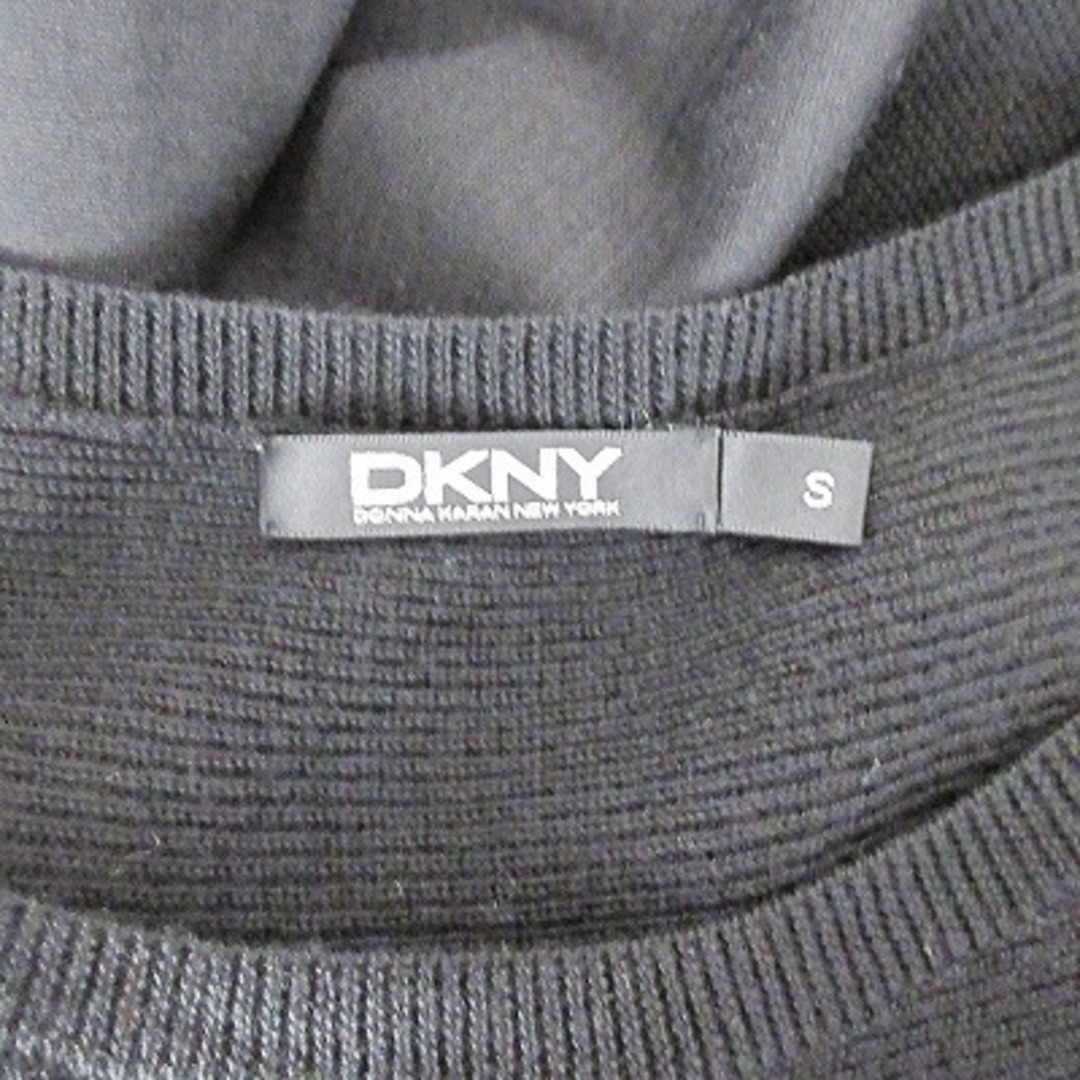 DKNY(ダナキャランニューヨーク)のDKNY ニット切替 ワンピース 長袖 ブラウジング 膝丈 ウール 黒 S レディースのワンピース(ひざ丈ワンピース)の商品写真