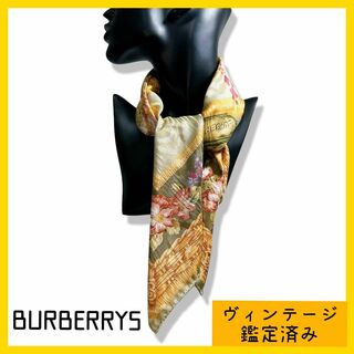 バーバリー(BURBERRY)のBurberrys  1999年以前ヴィンテージ　スカーフ　ハンカチ　花柄(ハンカチ)
