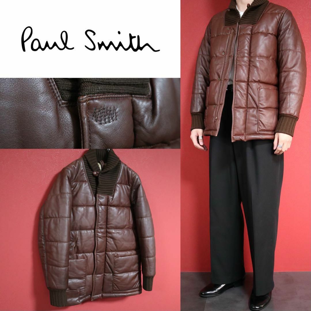 Paul Smith(ポールスミス)の【極美品】Paul Smith RED EAR レザー ニット切替 ダウンJKT メンズのジャケット/アウター(ダウンジャケット)の商品写真