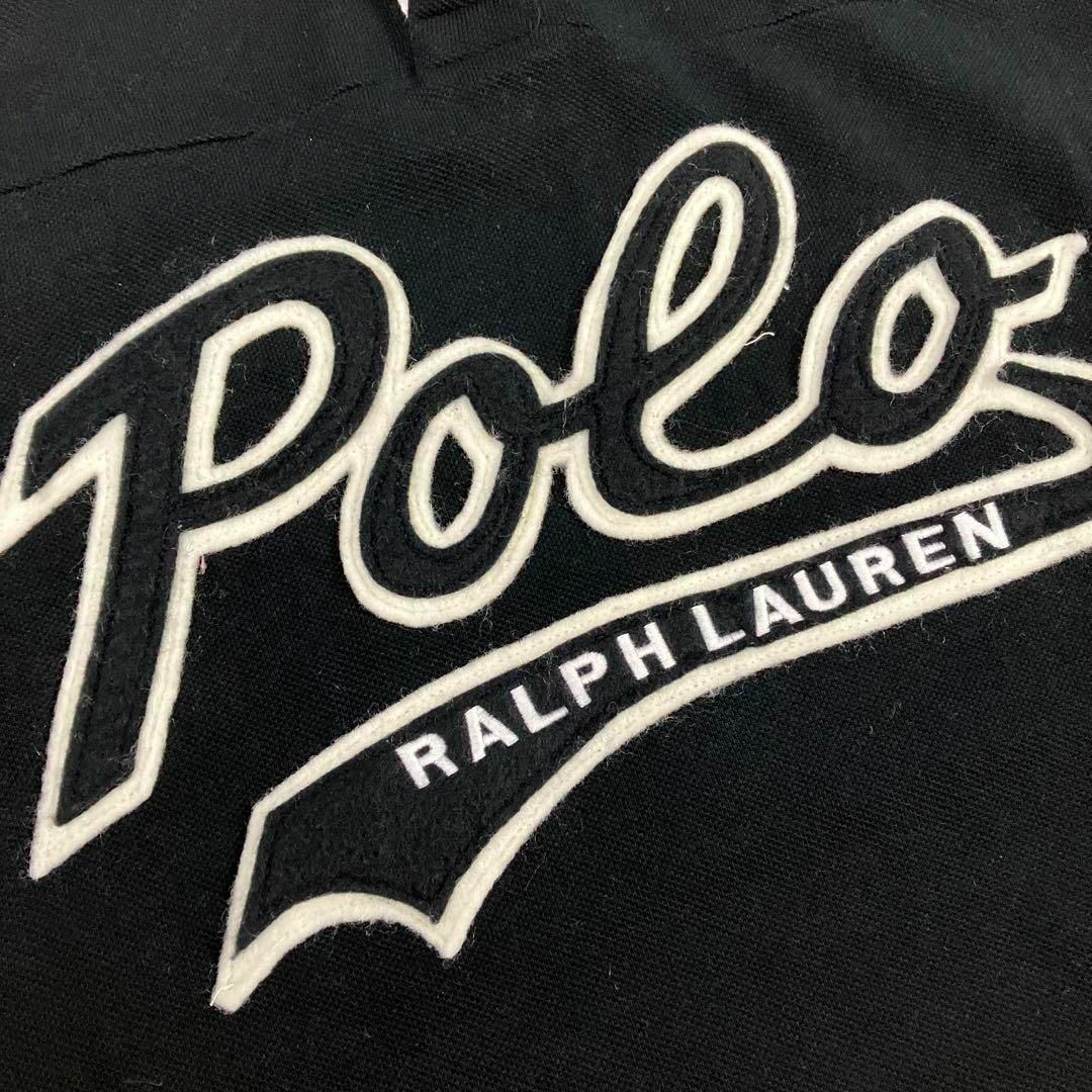 POLO RALPH LAUREN(ポロラルフローレン)のポロラルフローレン　ポロシャツ　デカロゴ　フェルト　ブラック　67 XS 古着 メンズのトップス(ポロシャツ)の商品写真