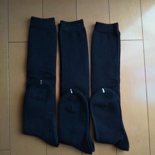 【新品】ハイソックス 毛混 3足 黒(ソックス)