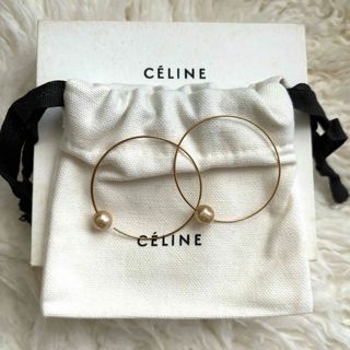 セリーヌ(celine)の【箱袋付】フィービー期 CELINE セリーヌ フェイクパール フープピアス(ピアス)