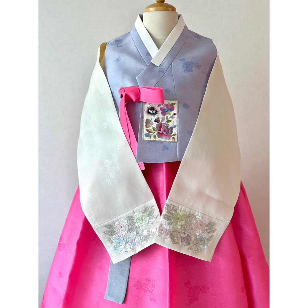 チマチョゴリ 高級シルク韓服 ピンク×薄紫 バッグ付き4点セット チマチョゴリ 高級シルク韓服 ピンク×薄紫 バッグ付き4点セット