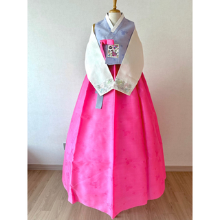 チマチョゴリ 高級シルク韓服 ピンク×薄紫 バッグ付き4点セット(その他ドレス)