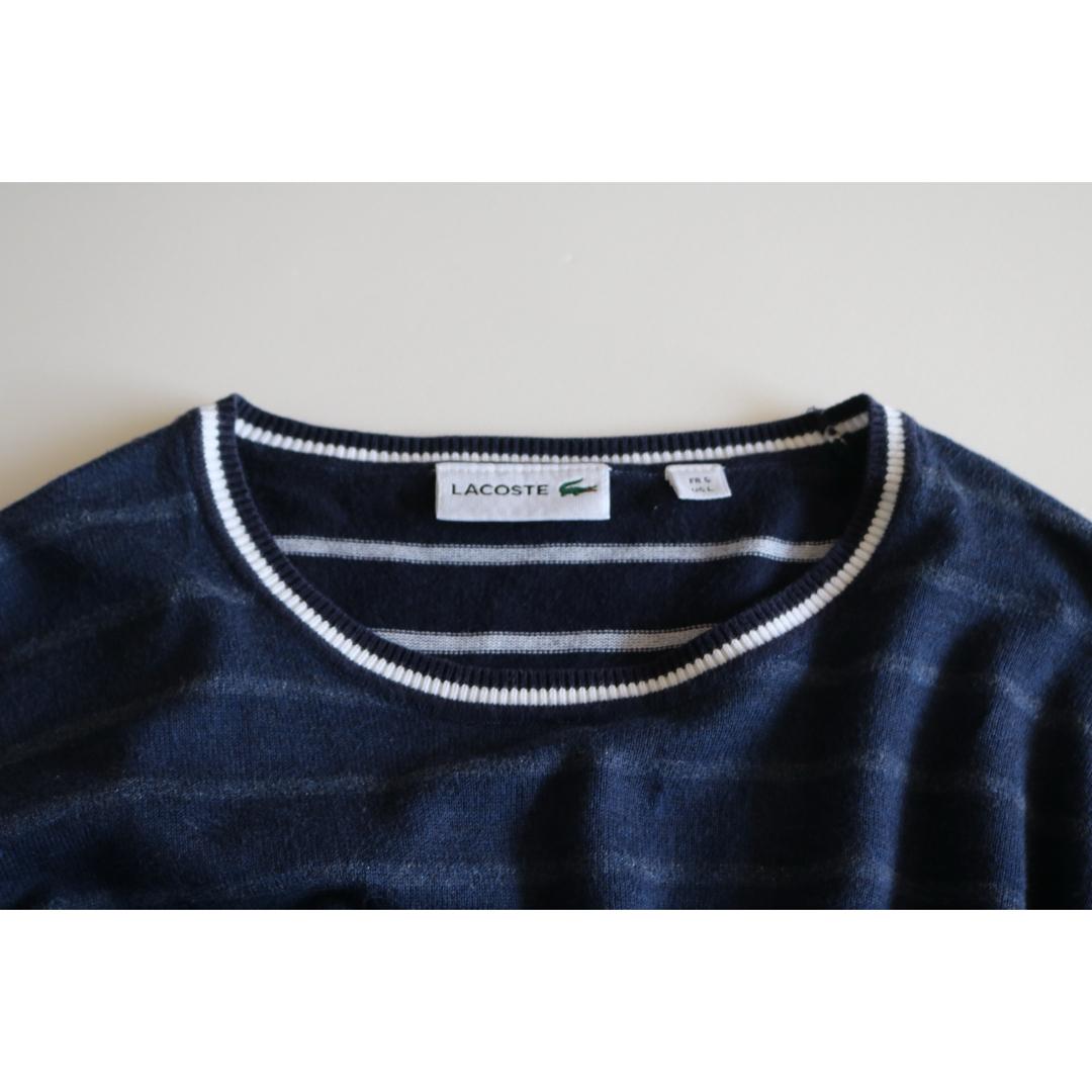 LACOSTE - 【LACOSTE】薄手ニット セーター ボーダー ロゴ LACOSTE - 【LACOSTE】薄手ニット セーター ボーダー ロゴ
