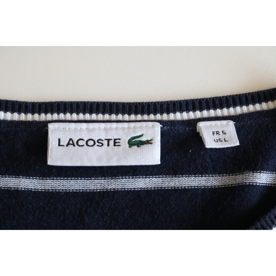 LACOSTE - 【LACOSTE】薄手ニット セーター ボーダー ロゴ LACOSTE - 【LACOSTE】薄手ニット セーター ボーダー ロゴ