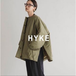 HYKE NYLON OXFORD COLLARLESS BIG JACKETカラーブラック