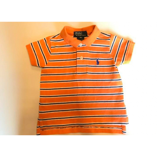 9M(68-73cm)ポロ ラルフローレン　半袖ポロシャツ、オレンジボーダー(シャツ/カットソー)