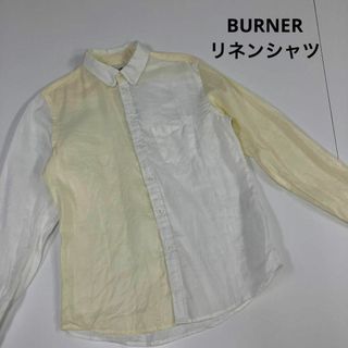 バーナー(Burner)のBURNER バーナー　リネンシャツ　アシンメトリー　バイカラー　古着(シャツ)