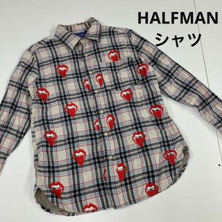 HALFMAN ハーフマン　チェックシャツ　リップ　タン　古着