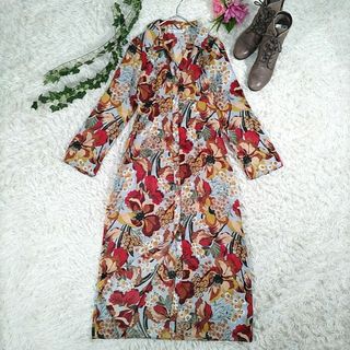 ザラ(ZARA)のZARAザラ◎花柄 ロングワンピース(XS)長袖 未使用に近い 小さいサイズ(ロングワンピース/マキシワンピース)