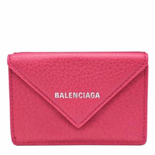 バレンシアガ(Balenciaga)の未使用品 バレンシアガ BALENCIAGA ペーパーミニウォレット 三つ折り財布　ピンク(財布)