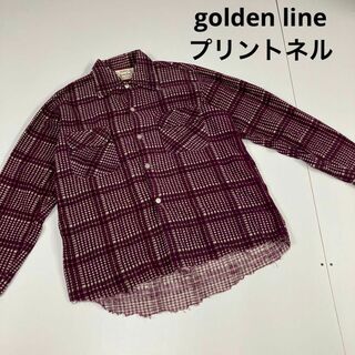 70's golden line チェック柄 長袖 プリントネルシャツ(シャツ)