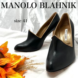 マノロブラニク(MANOLO BLAHNIK)の【高級】マノロブラニク　レザー　ブーティーパンプス　ハイヒール(ハイヒール/パンプス)