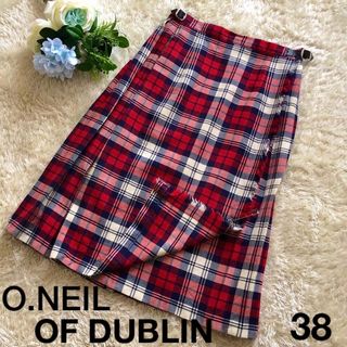 オニールオブダブリン(O'NEIL of DUBLIN)のO.NEIL OF DUBLIN ✨チェック　プリーツ巻きロングスカート　ピン付(ロングスカート)