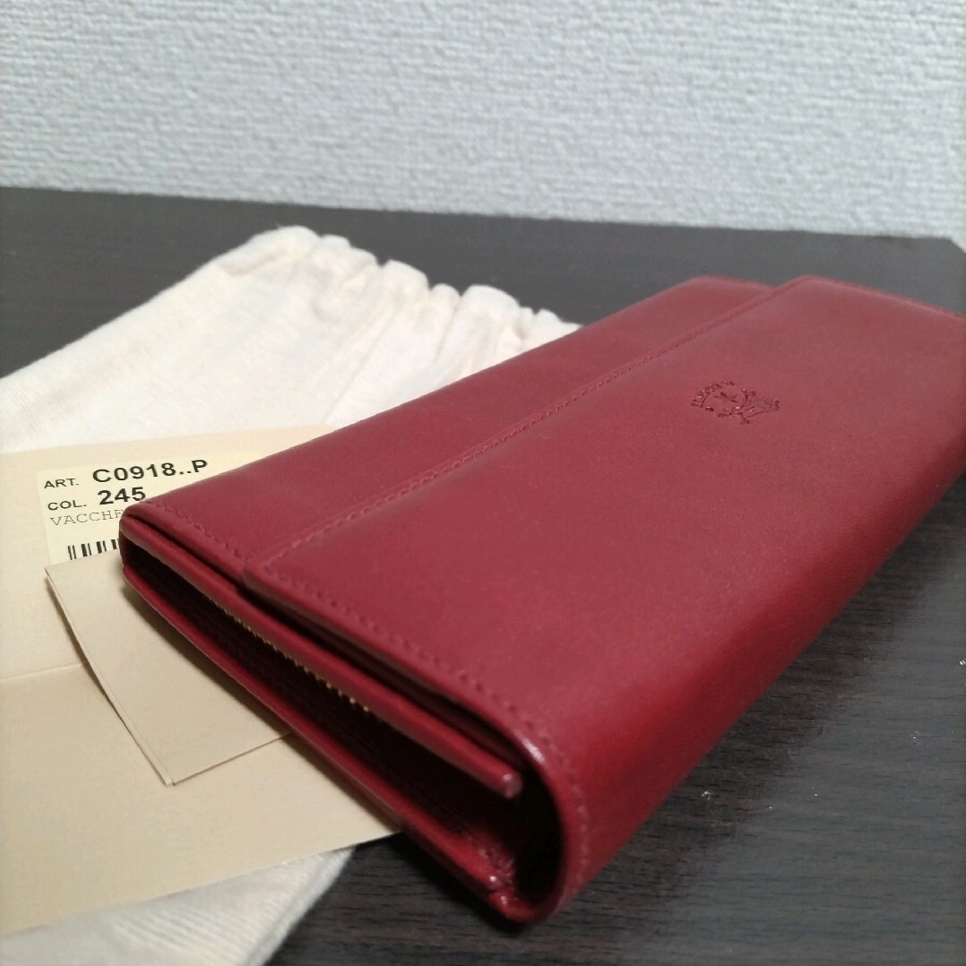 IL BISONTE(イルビゾンテ)の新品 イルビゾンテ 大容量 本革 レザー 長財布 ウォレット ロッソ レッド レディースのファッション小物(財布)の商品写真