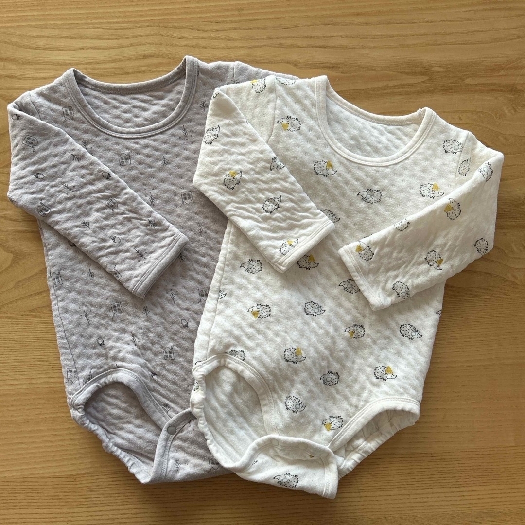 ベビー肌着　長袖ロンパース90 2枚セット キッズ/ベビー/マタニティのキッズ服男の子用(90cm~)(下着)の商品写真