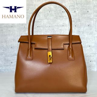 濱野皮革工藝/HAMANO - 【美品】HAMANO 濱野 キャメルブラウン ゴールド金具 レザー ハンドバッグ