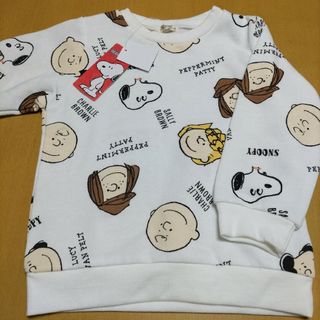 スヌーピー(SNOOPY)の新品PEANUTSスヌーピー裏起毛トレーナー100総柄(Tシャツ/カットソー)