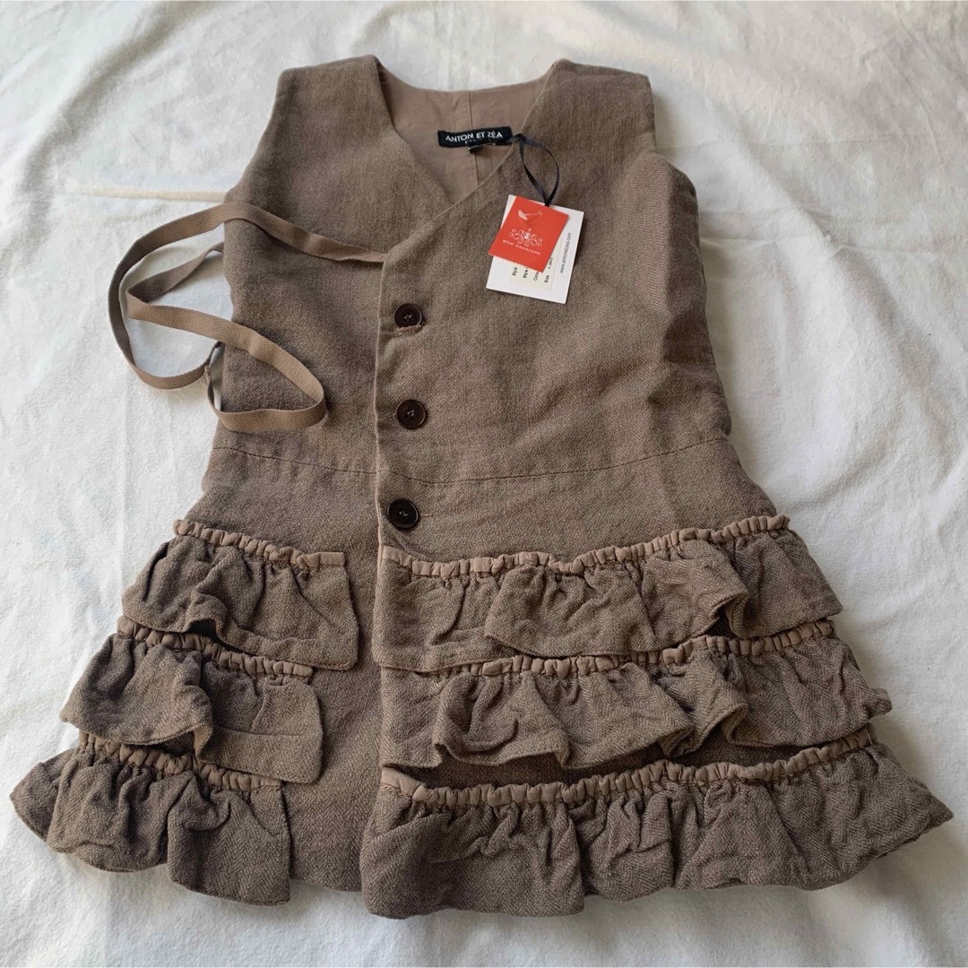 新品ワンピース100サイズ茶色ANTON ET ZEA PARIS キッズ/ベビー/マタニティのキッズ服女の子用(90cm~)(ワンピース)の商品写真