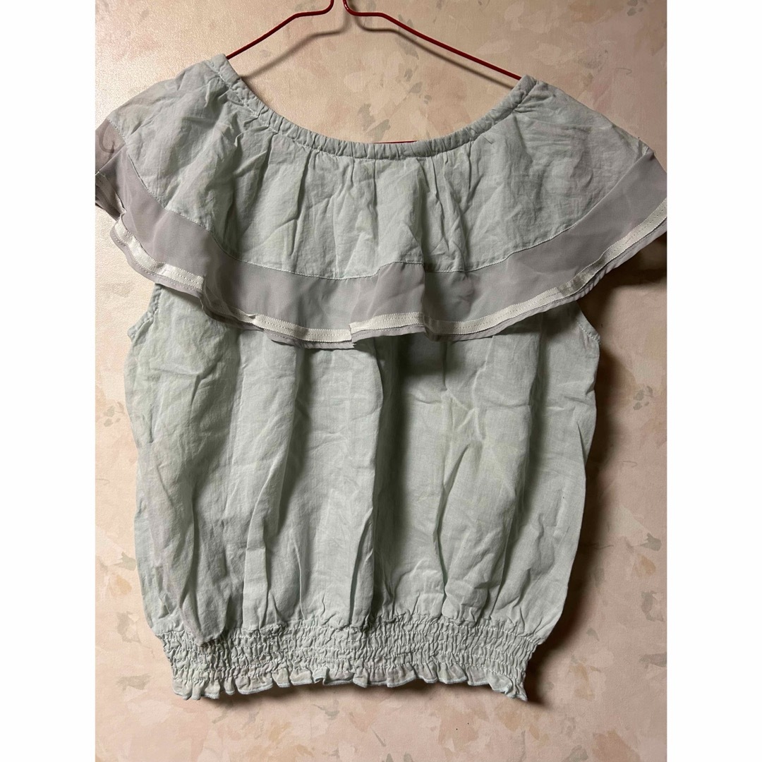 ehka sopo(エヘカソポ)のehka sopo 袖なしフリルトップス　M 水色 レディースのトップス(シャツ/ブラウス(半袖/袖なし))の商品写真
