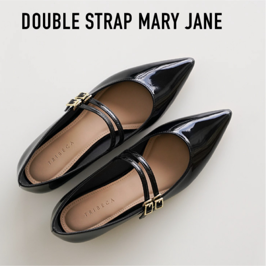 メリージェーン　ダブルストラップポインテッドストラップパンプス レディースの靴/シューズ(ハイヒール/パンプス)の商品写真