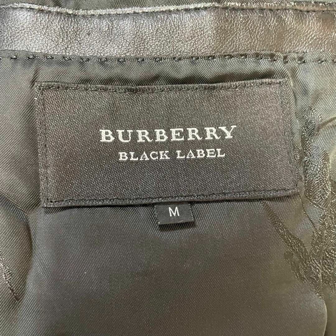 BURBERRY BLACK LABEL(バーバリーブラックレーベル)の美品✨バーバリーブラックレーベル　ラムレザー　テーラードジャケット　裏地ロゴ刺繍 メンズのジャケット/アウター(レザージャケット)の商品写真