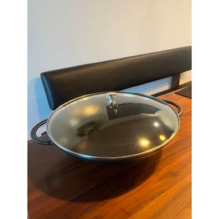 ストウブ(STAUB)の日本未発売　Staub wok 中華鍋　特大　ガラス蓋付き(鍋/フライパン)