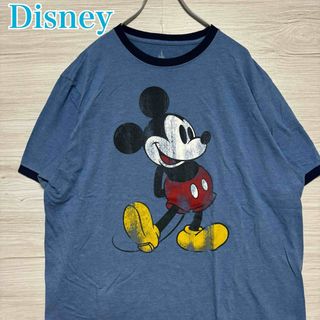 ディズニー(Disney)の【入手困難】Disney ミッキー　リンガー　Tシャツ　Lサイズ　レア　海外輸入(Tシャツ/カットソー(半袖/袖なし))