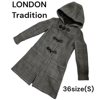 ロンドントラディション(LONDON TRADITION)のロンドントラディション ダッフル コート 36 Sサイズ 千鳥柄 ブラック(ダッフルコート)